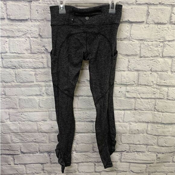 Lululemon Speed Tight IV Rulu Wonens 4 Heathered Black Phone Pocket - Picture 6 of 6